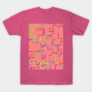 Rainbow Blocks on Deep Blush Pink 5748 T-Shirt